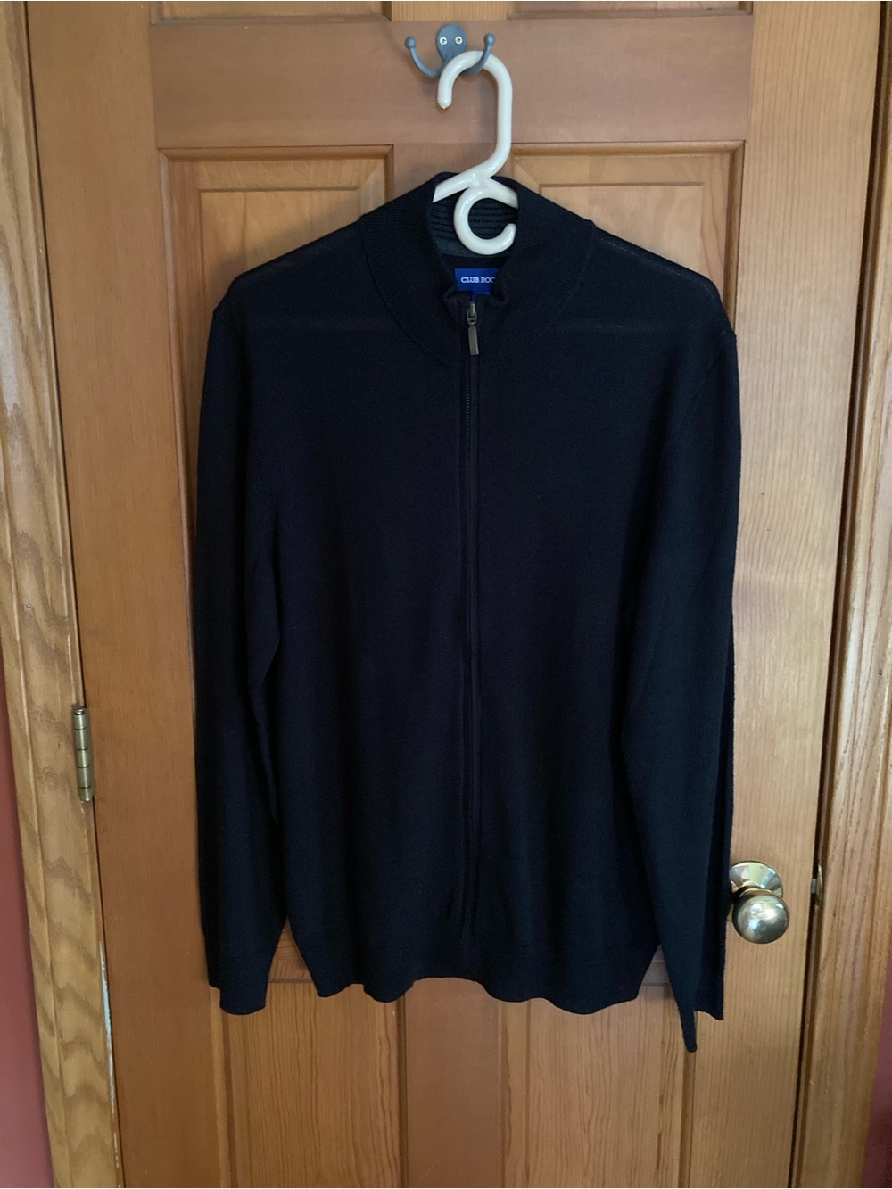 Club Room Men’s Merino Wool Blend Full Zip Sweater Black Size Medium
